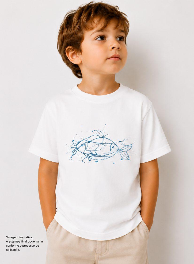 Camiseta com estampa de peixe azul — antes